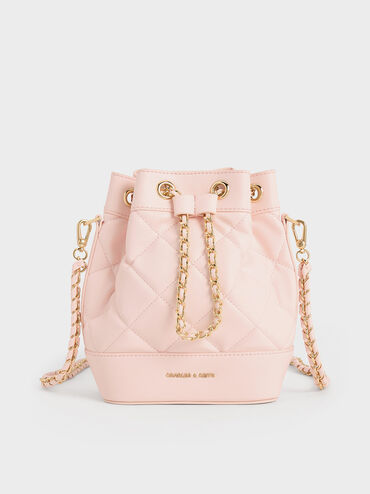 Julia Quilted Two-Way Bucket Bag, Light Pink, hi-res