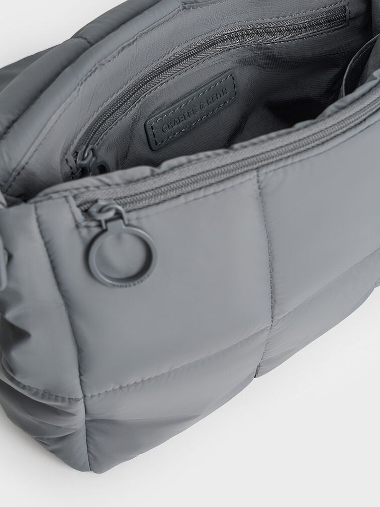 Mini Errya Nylon Quilted Puffy Crossbody Bag, Grey, hi-res