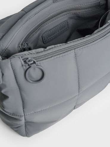 Mini Errya Nylon Quilted Puffy Crossbody Bag, Grey, hi-res