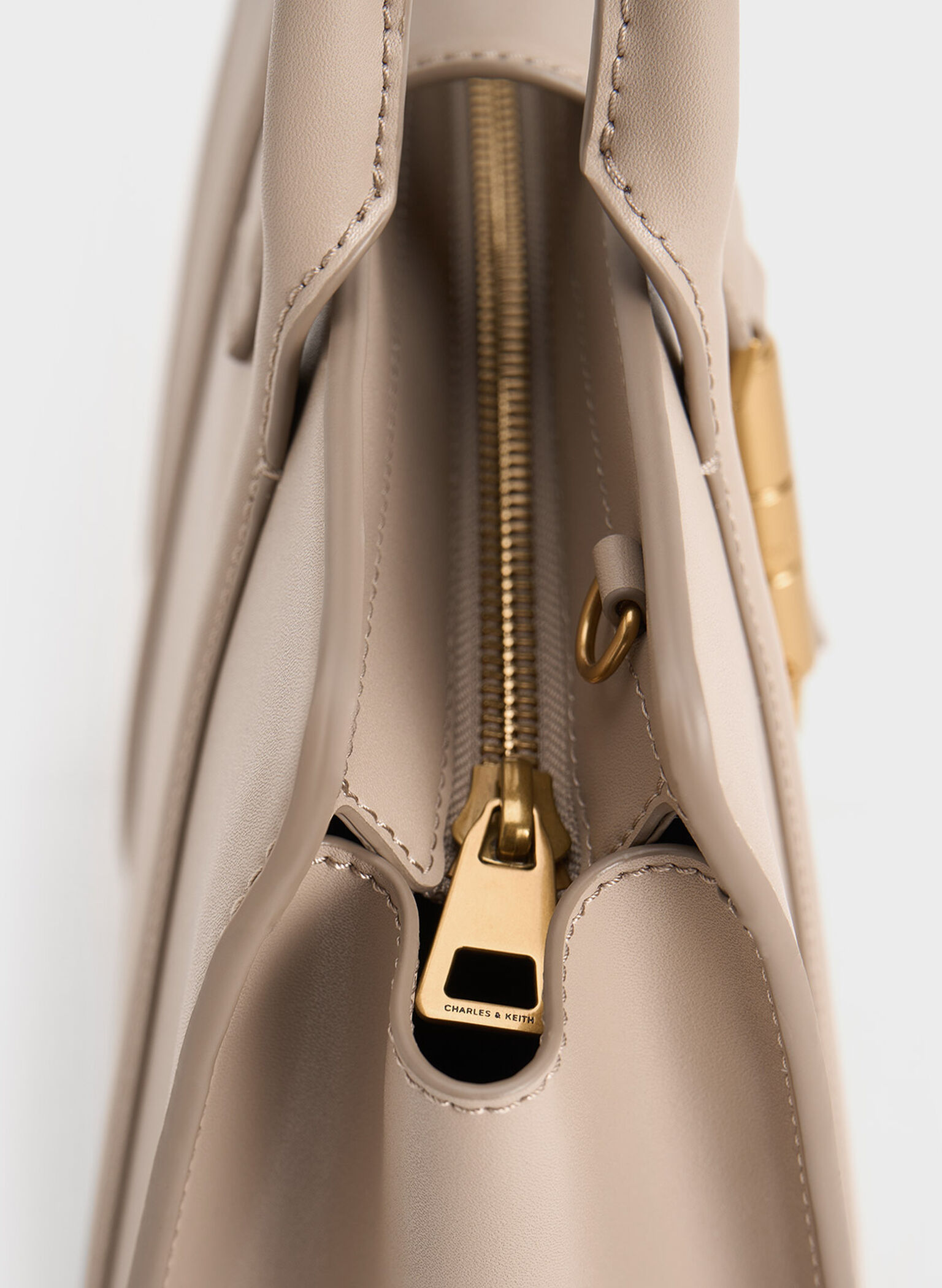 Large Cesia Metallic Accent Tote Bag, Taupe, hi-res