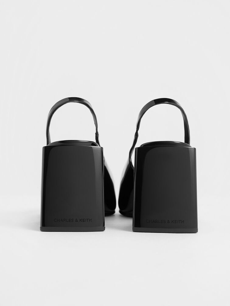 Xeli Triangle-Heel Slingback Pumps, Black Box, hi-res