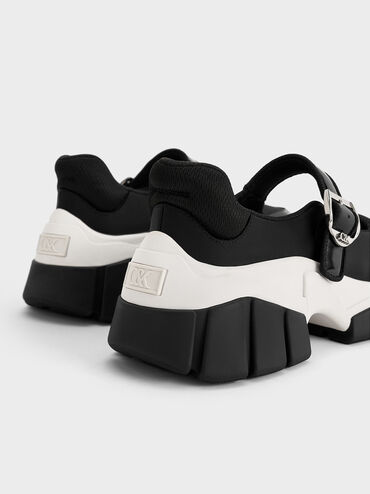 Yunna Leather & Recycled Fabric Mary Jane Sneakers, Black, hi-res