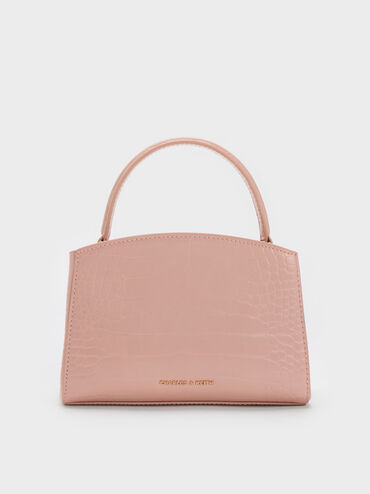Aubrielle Croc-Effect Top Handle Bag, Light Pink, hi-res
