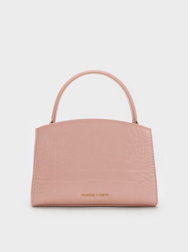 Aubrielle Croc-Effect Top Handle Bag, Light Pink, hi-res