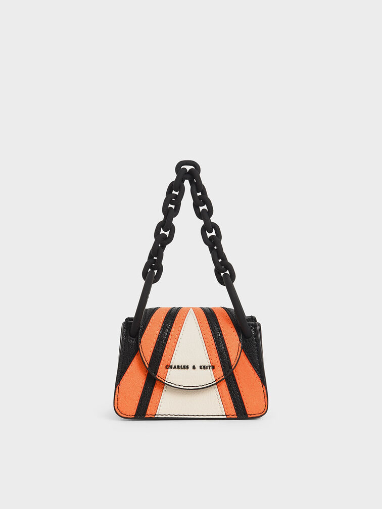 Striped Chunky Chain Handle Mini Bag, Multi, hi-res