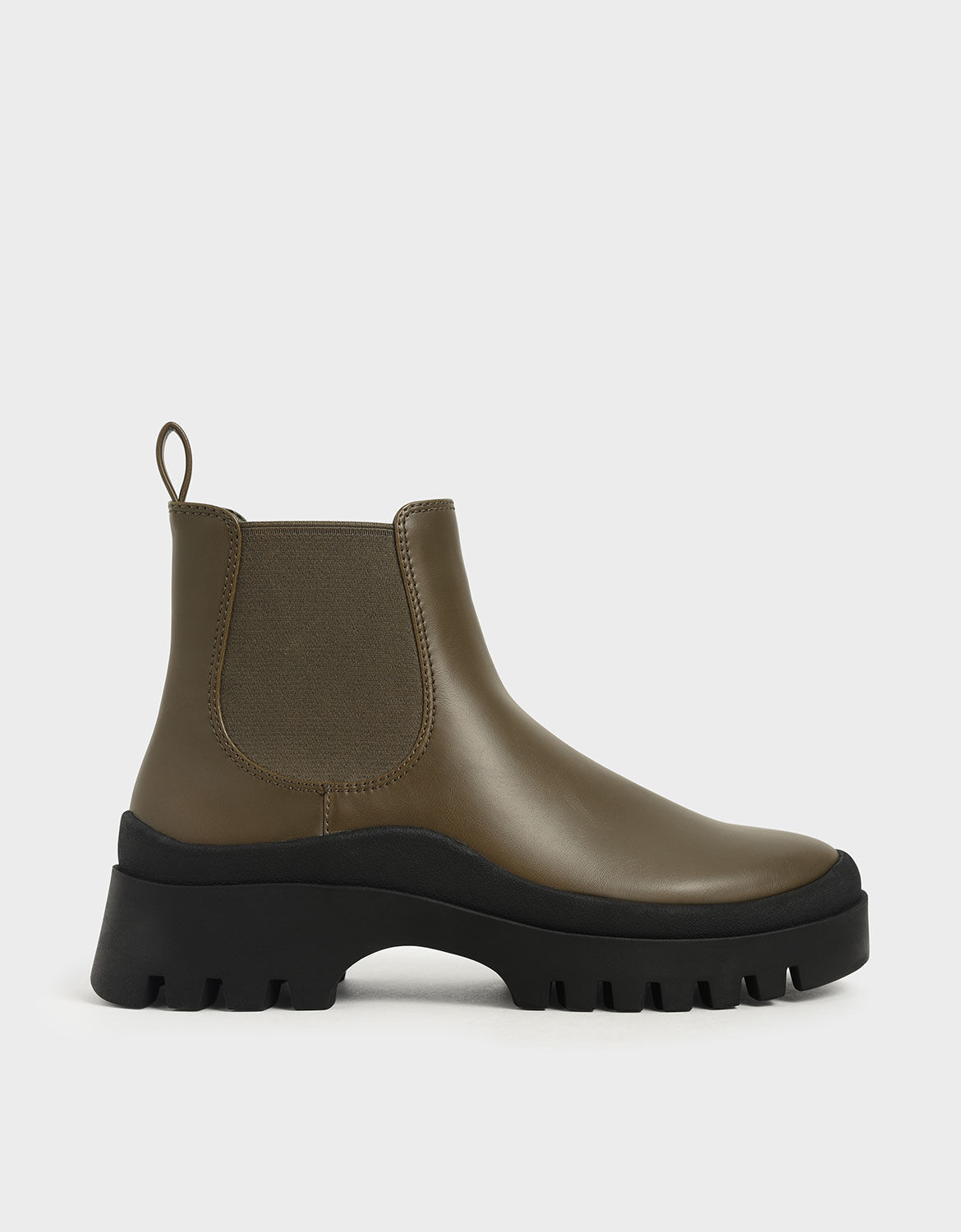 Olive Chunky Chelsea Boots - CHARLES