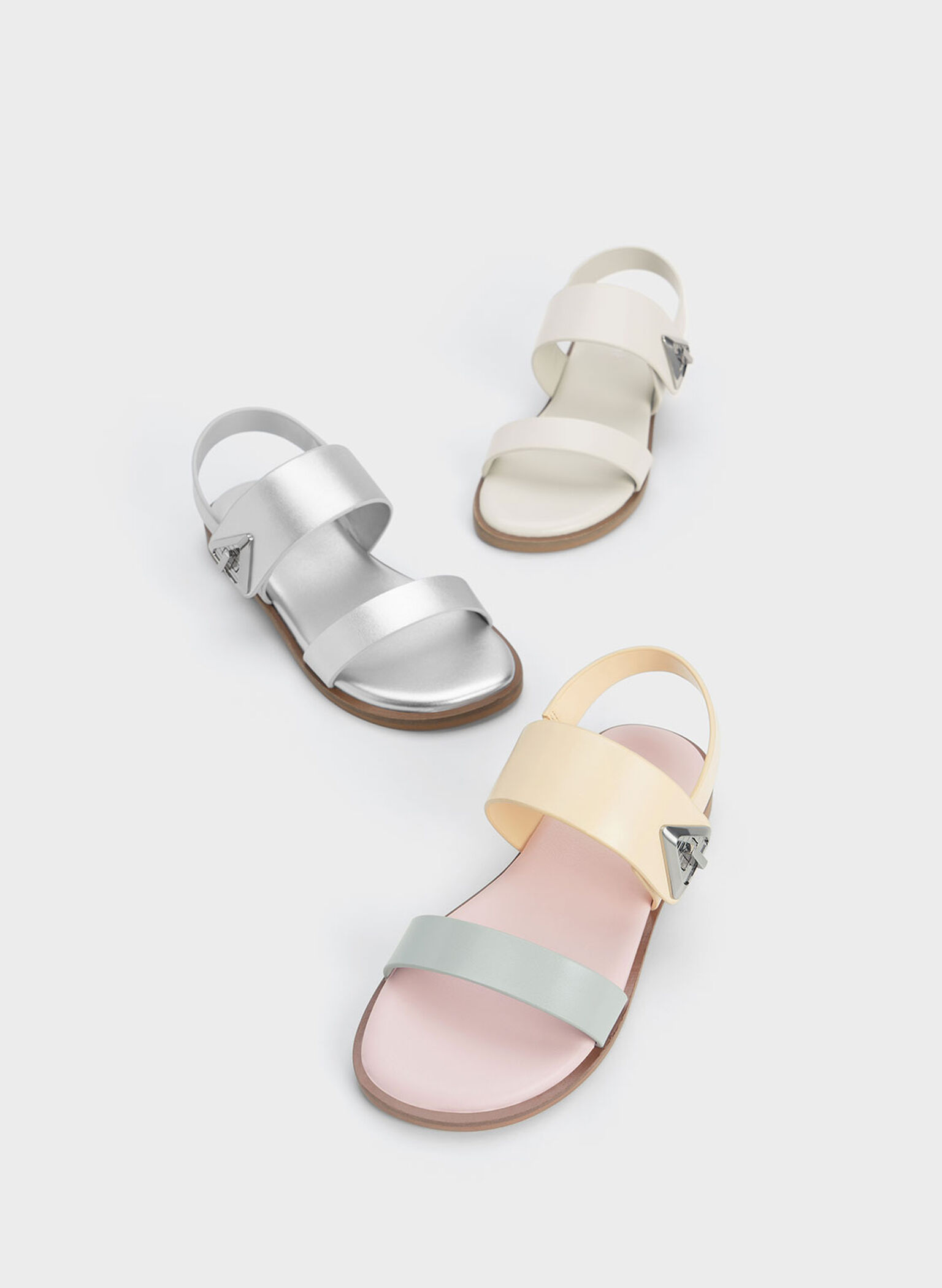 Girls' Trice Metallic Accent Two-Tone Sandals, Multi, hi-res