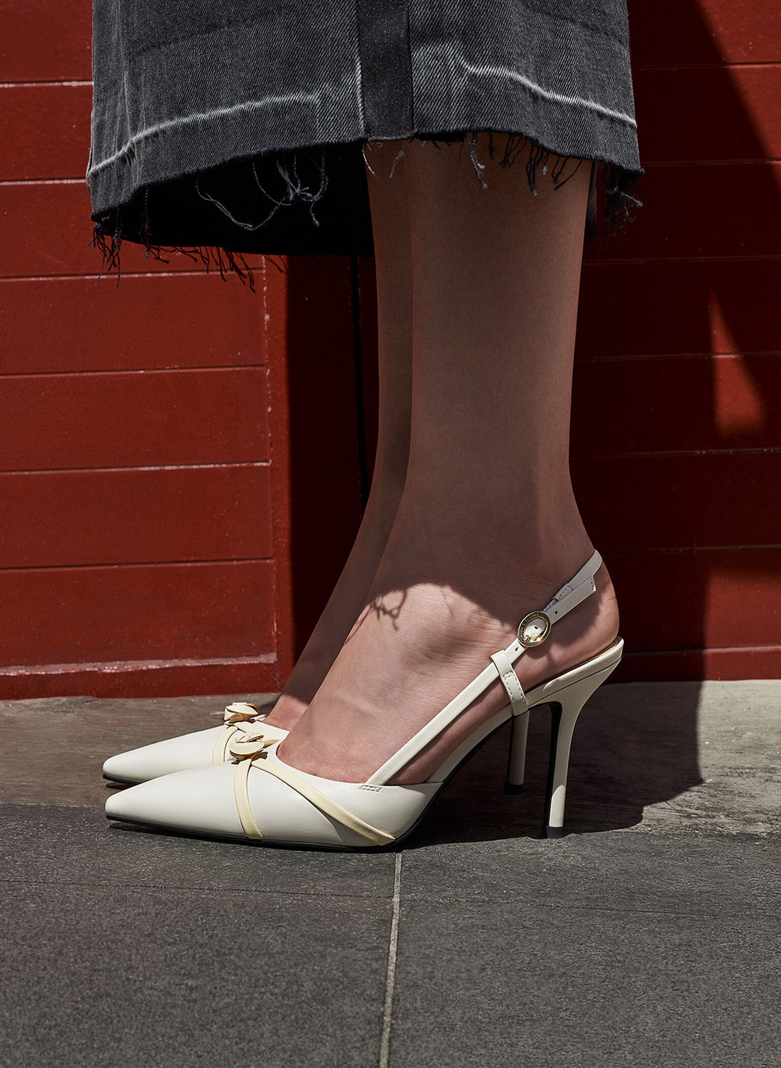 Rose Pointed-Toe Slingback Pumps, Butter, hi-res