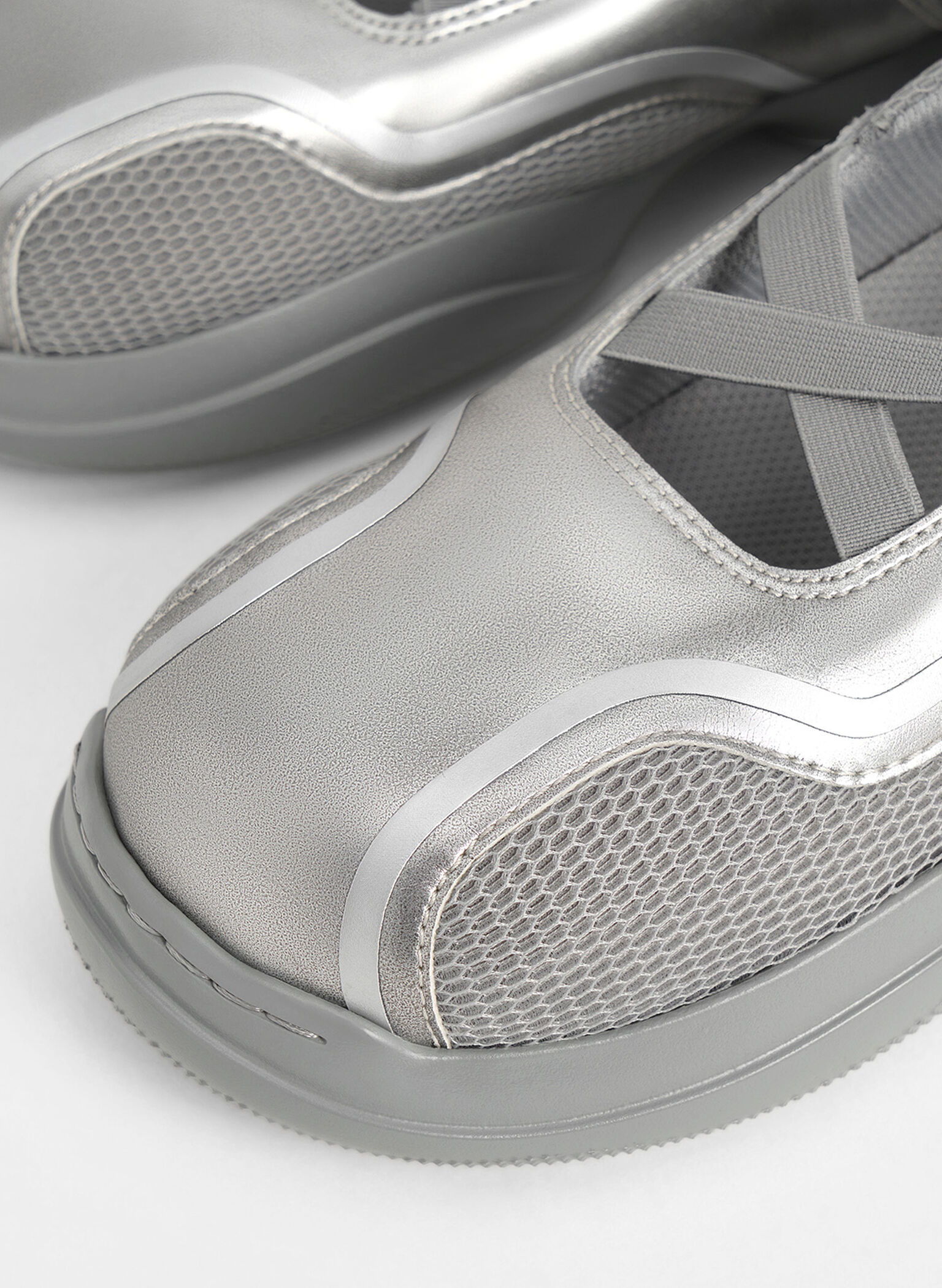 Casey Metallic Mesh Mary Jane Sneakers, Silver, hi-res