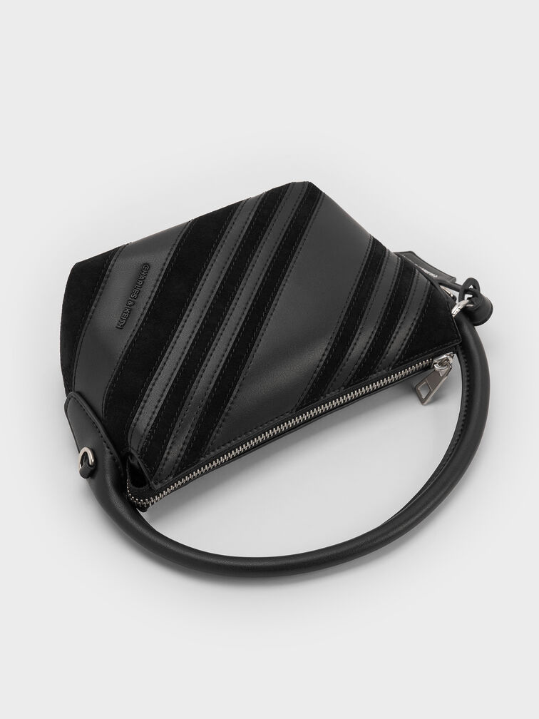 Zeya Recycled Suede Top Handle Bag, Noir, hi-res