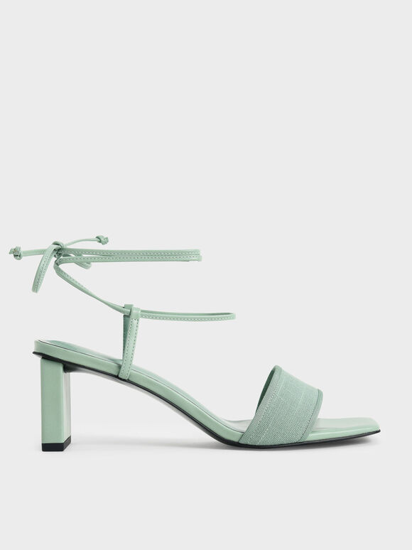 Linen Tie-Around Sandals, Sage Green, hi-res