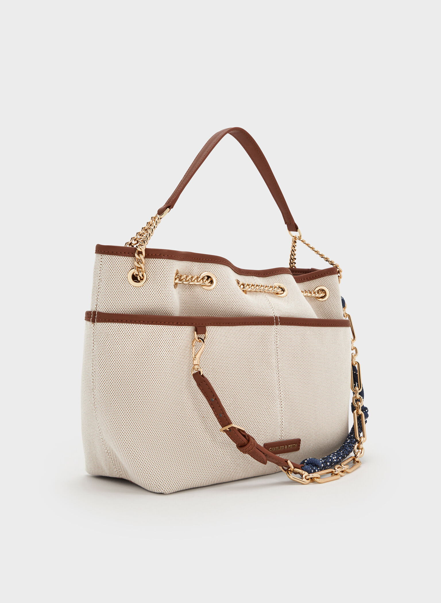 Addison Canvas Knotted-Rope Tote Bag, Taupe Canvas, hi-res