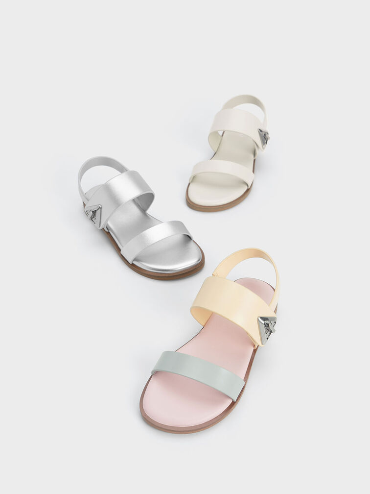 Girls' Trice Metallic Accent Sandals, Chalk, hi-res