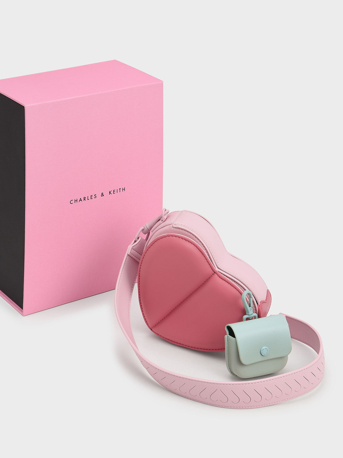 Valentine's Day Gift Set: Mini Heart Bag & AirPods Pouch, Light Pink, hi-res