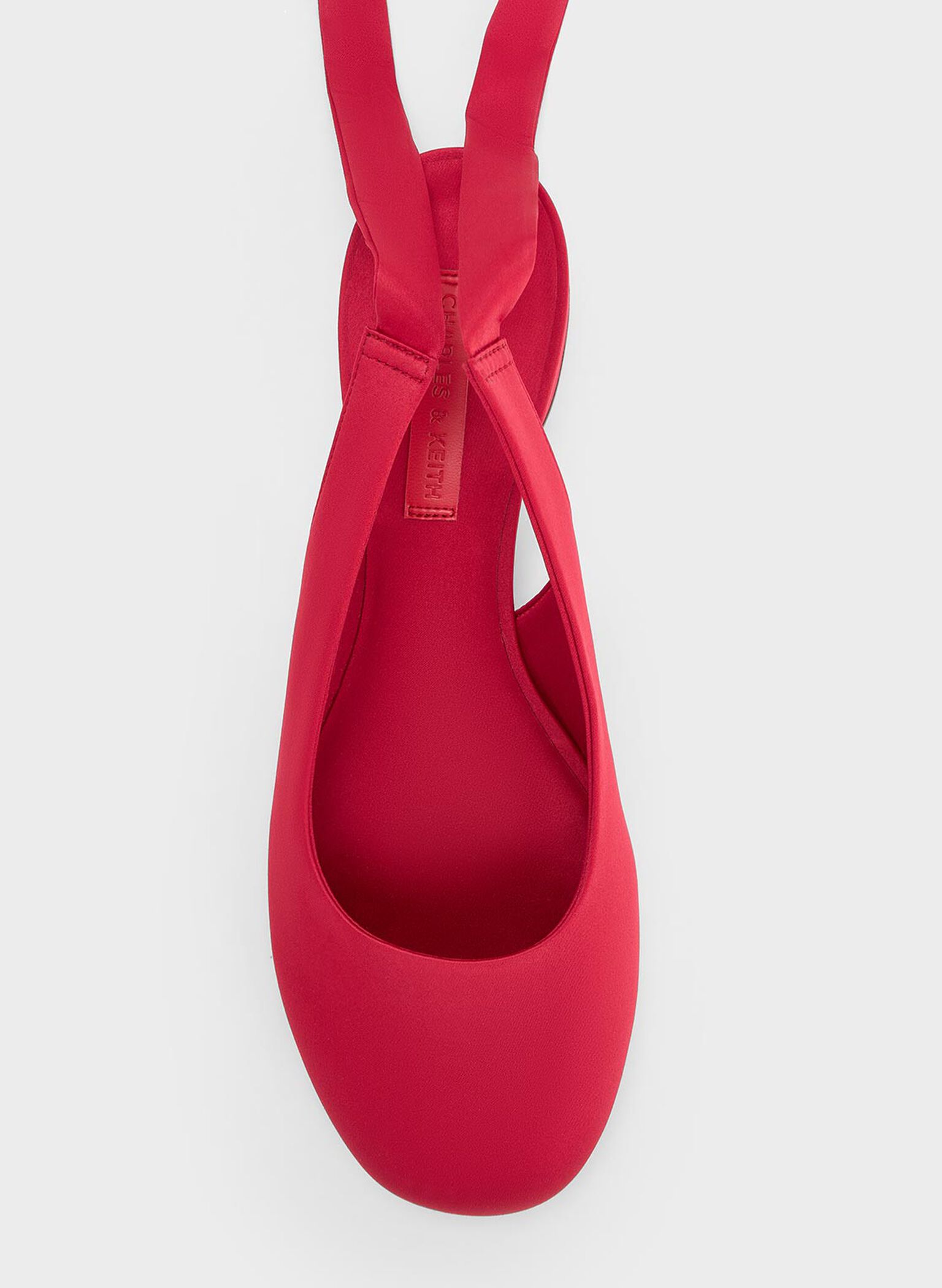 Satin Tie-Around Ballet Flats, Red, hi-res