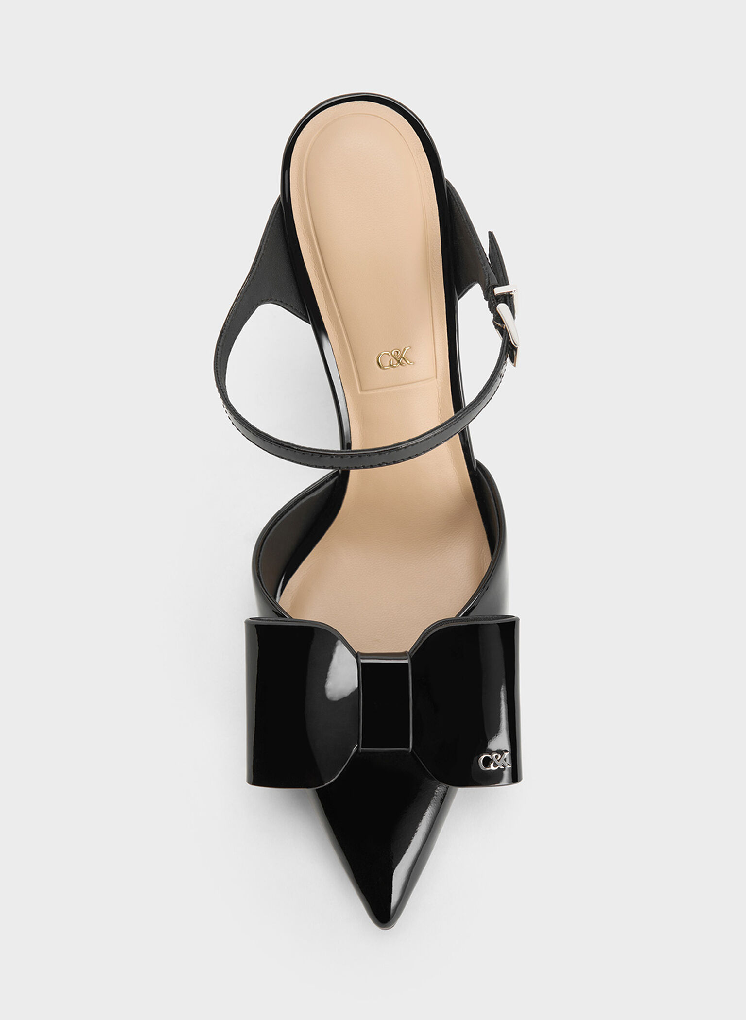 Lu Patent Leather Bow Blade-Heel Mules, Black Patent, hi-res