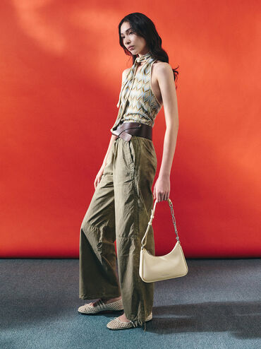 Lane Chain-Link Shoulder Bag, Cream, hi-res