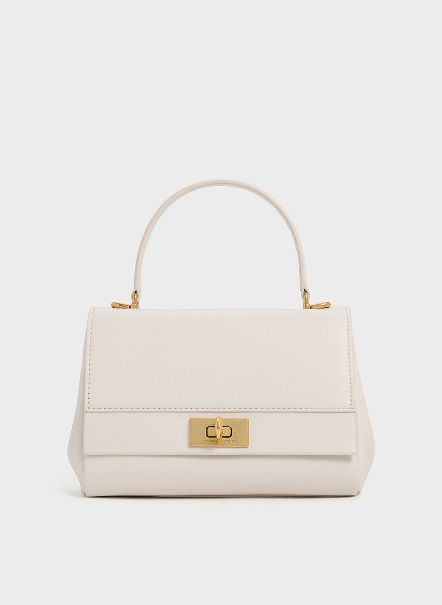 Lennie Chain-Strap Top Handle Bag, Cream, hi-res