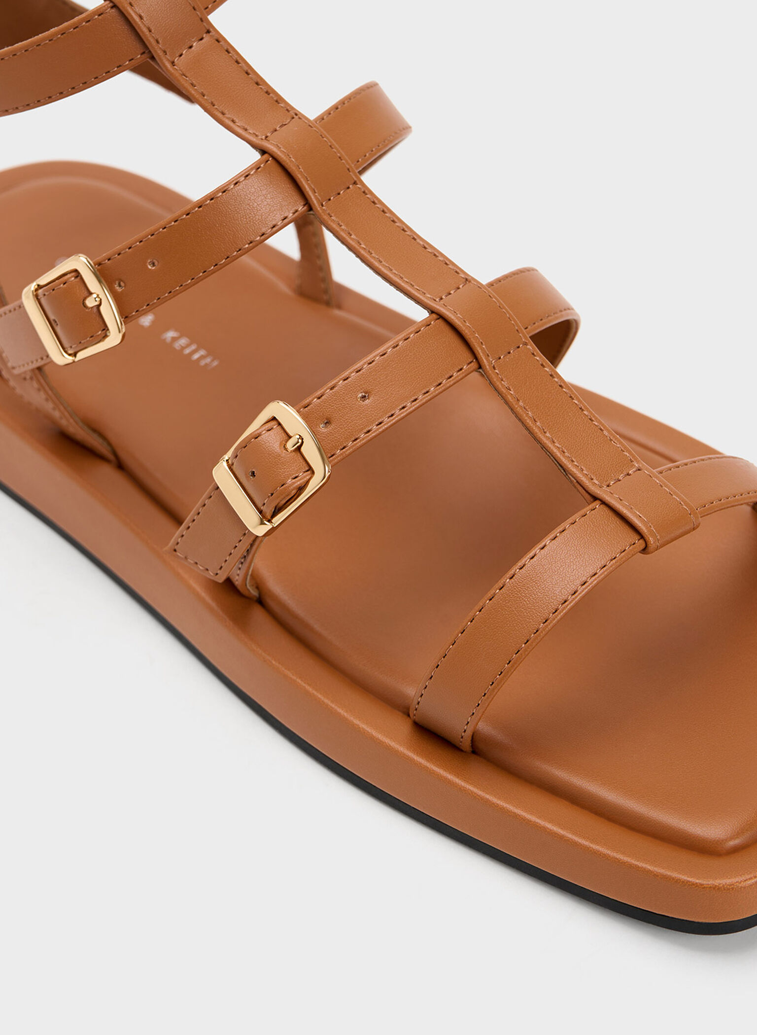 Buckled Gladiator Sandals, Cognac, hi-res