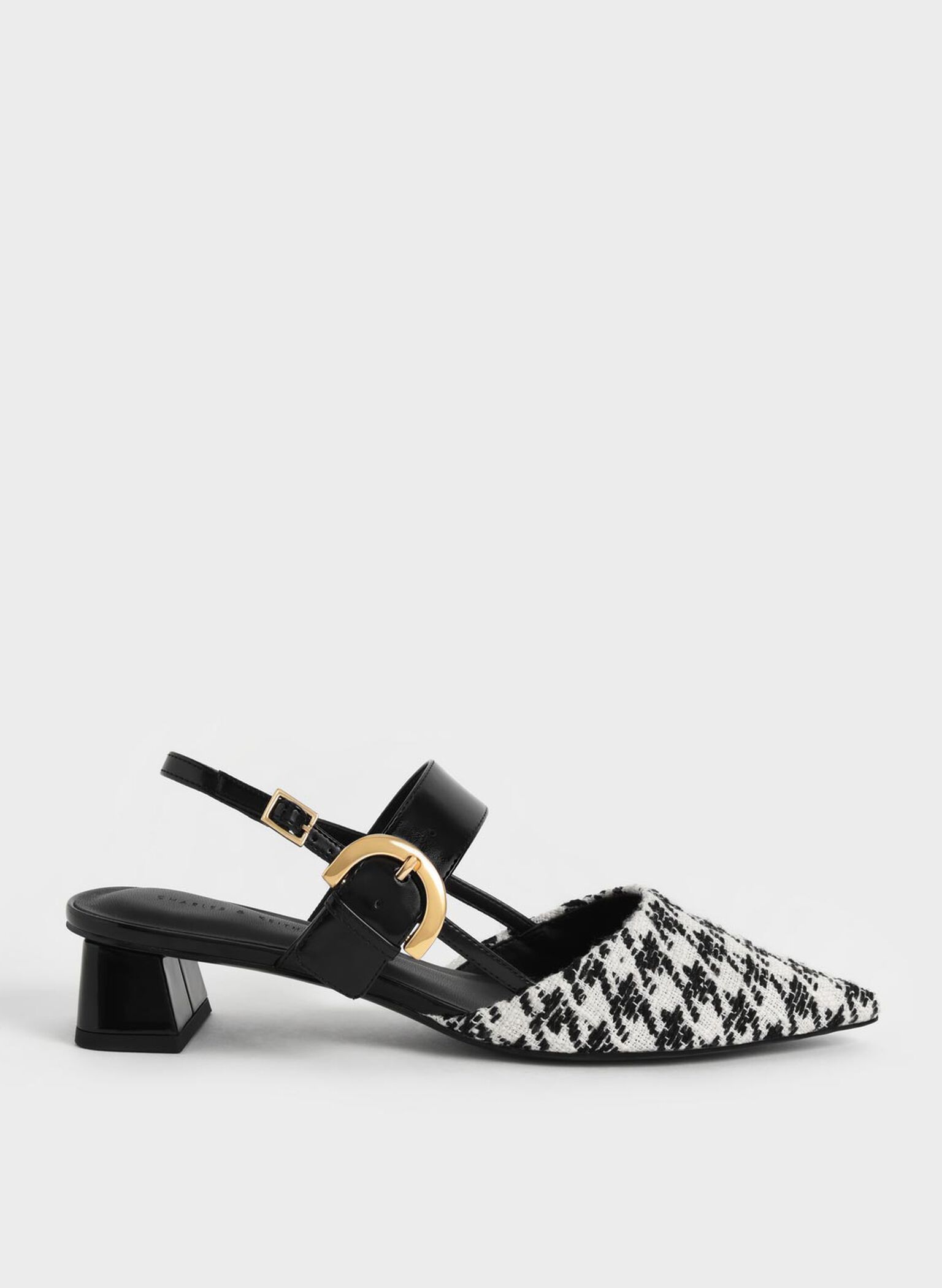 Houndstooth Buckled Slingback Pumps, Multi, hi-res