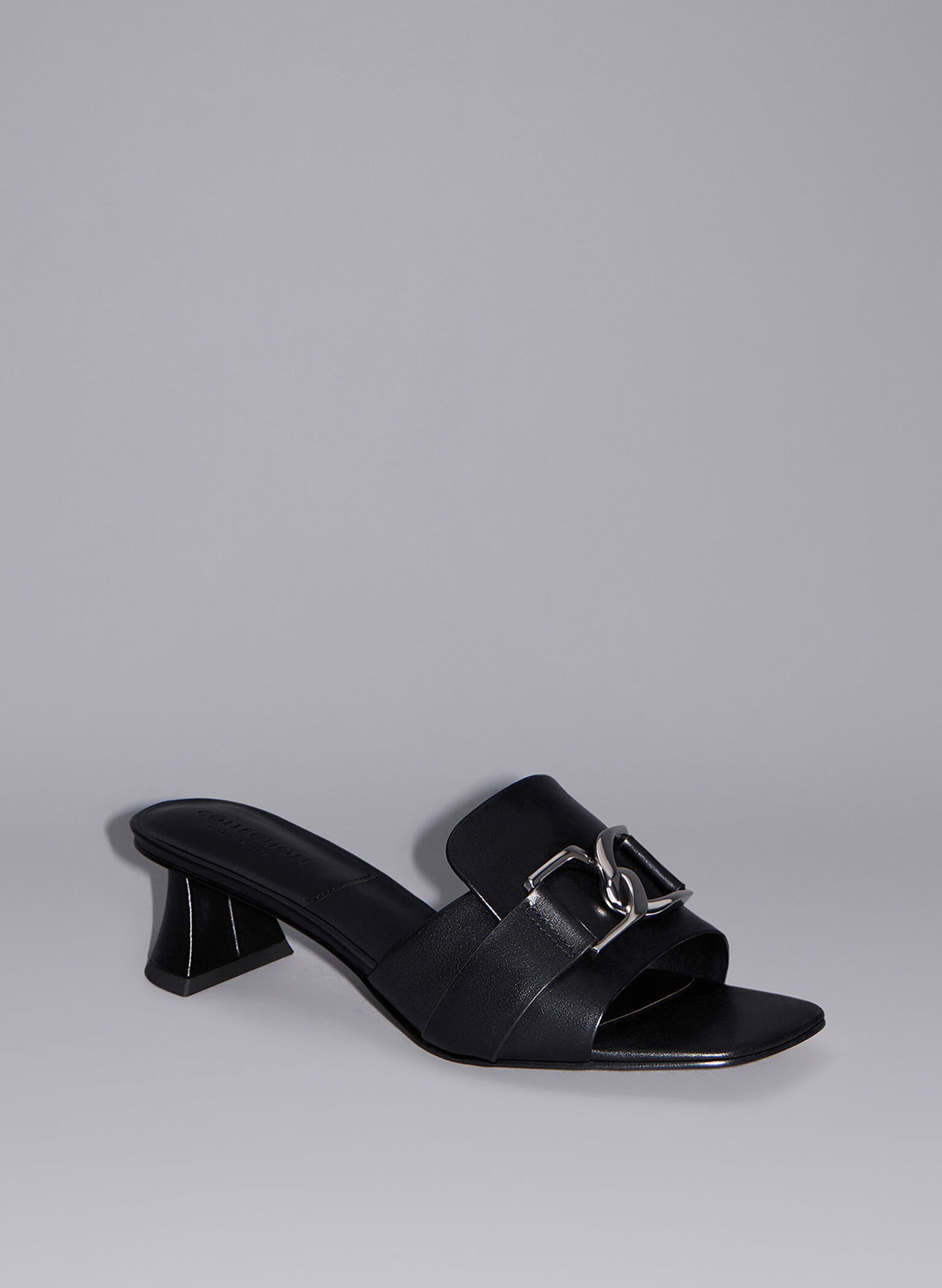 Gabine Leather Block Heel Mules, Black, hi-res
