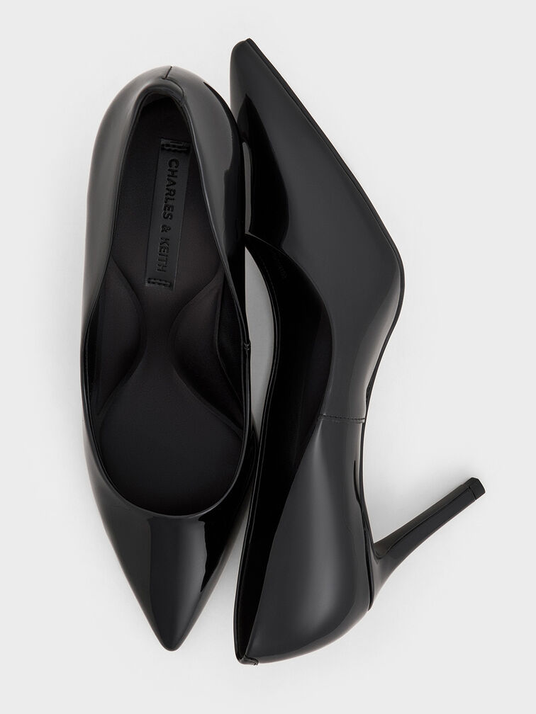 Emmy Patent Pointed-Toe Stiletto Pumps, Black Patent, hi-res