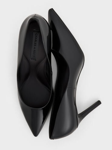 Emmy Patent Pointed-Toe Stiletto Pumps, Black Patent, hi-res