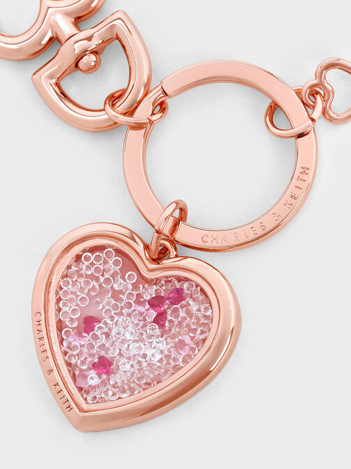 Heart Lock Crystal Keychain, Rose Gold, hi-res
