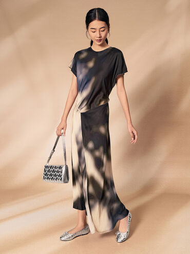 Ivette Metallic Woven Elongated Shoulder Bag, Silver, hi-res