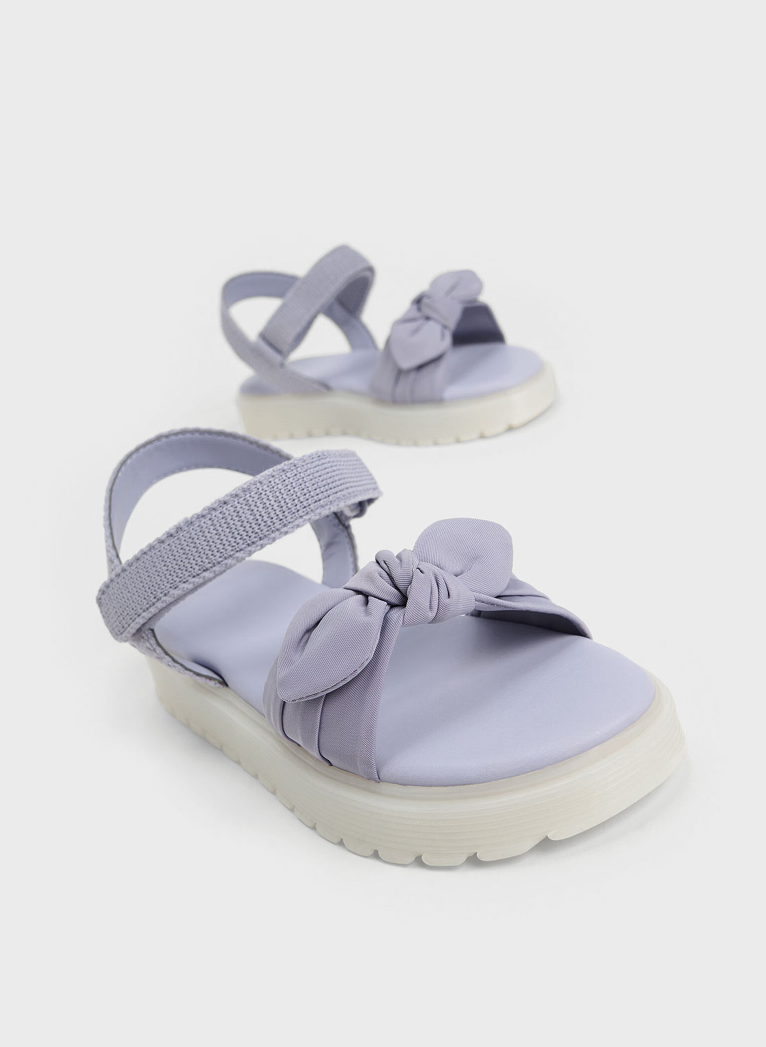 Girls' Nylon Knotted Sandals, Lilac, hi-res