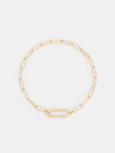 Arleth Oblong-Pendant Chain Bracelet, Gold, hi-res