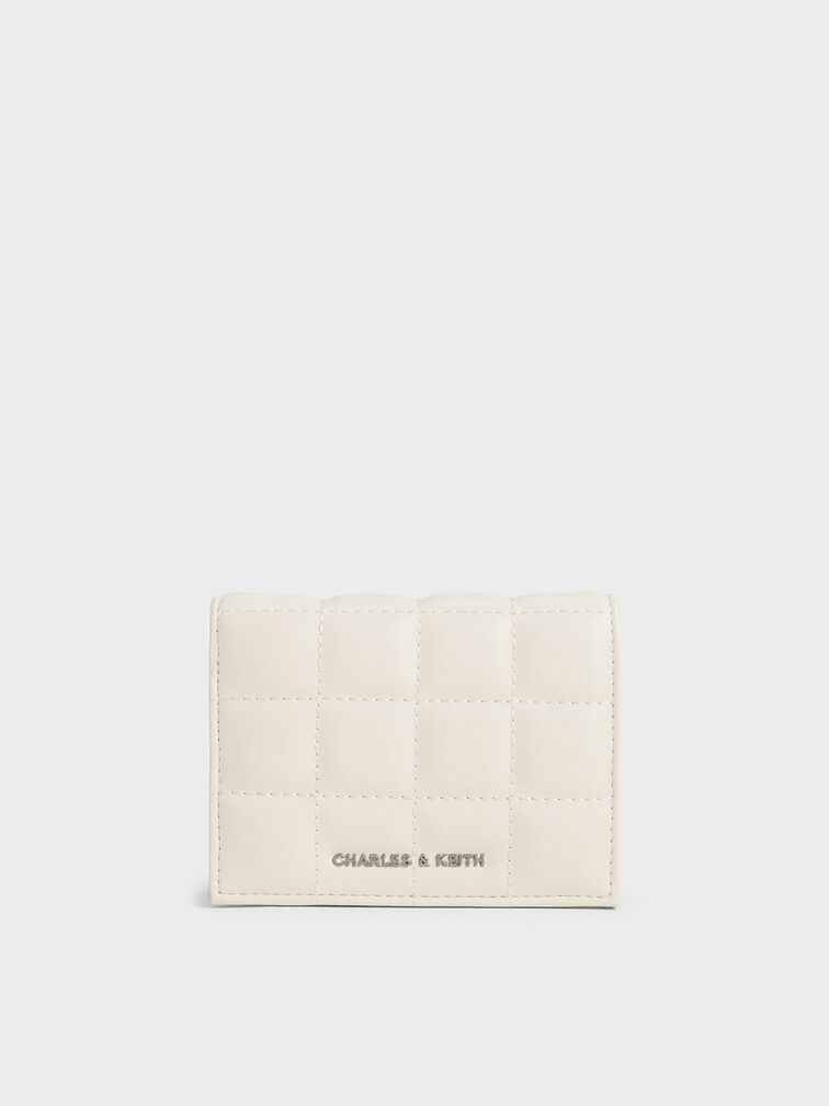 Cassia Quilted Chain-Handle Mini Wallet, Cream, hi-res