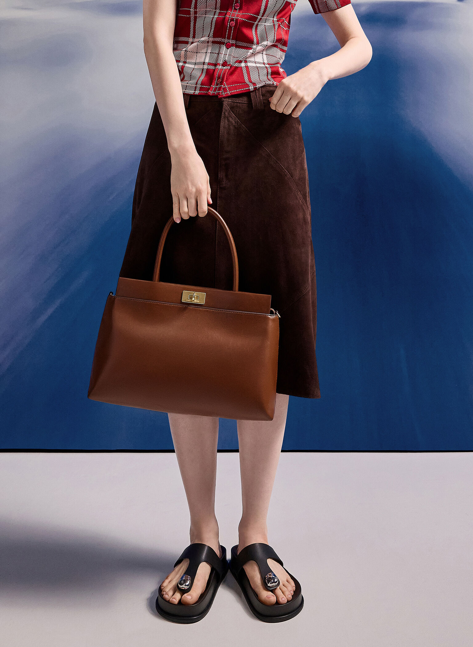 Lennie Top Handle Satchel Bag, Dark Brown, hi-res