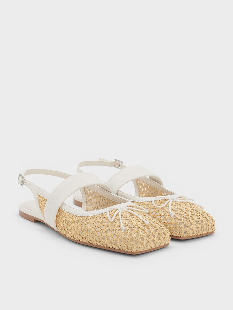 Lyric Woven Bow Slingback Flats, Sand, hi-res