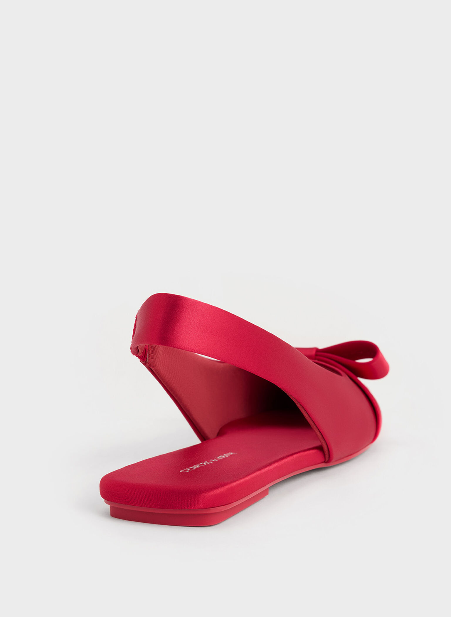 Satin Bow Slingback Ballet Flats, Red, hi-res
