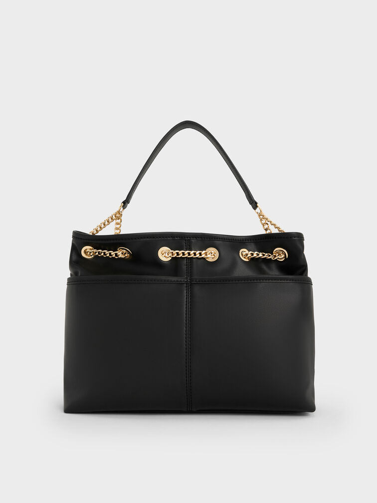 Addison Knotted-Rope Tote Bag, Black, hi-res