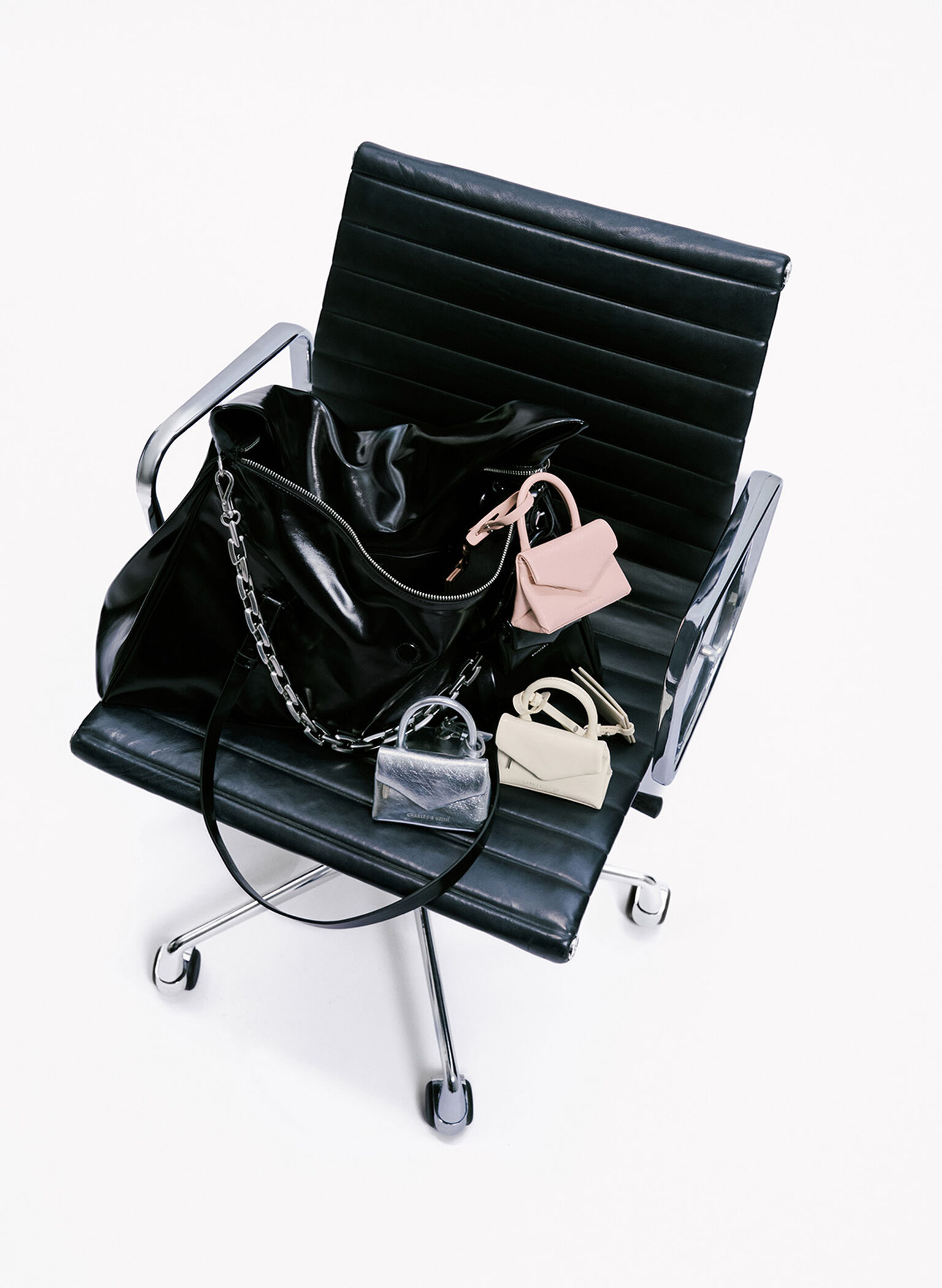 Andromeda Metallic Micro Bag Charm, Silver, hi-res