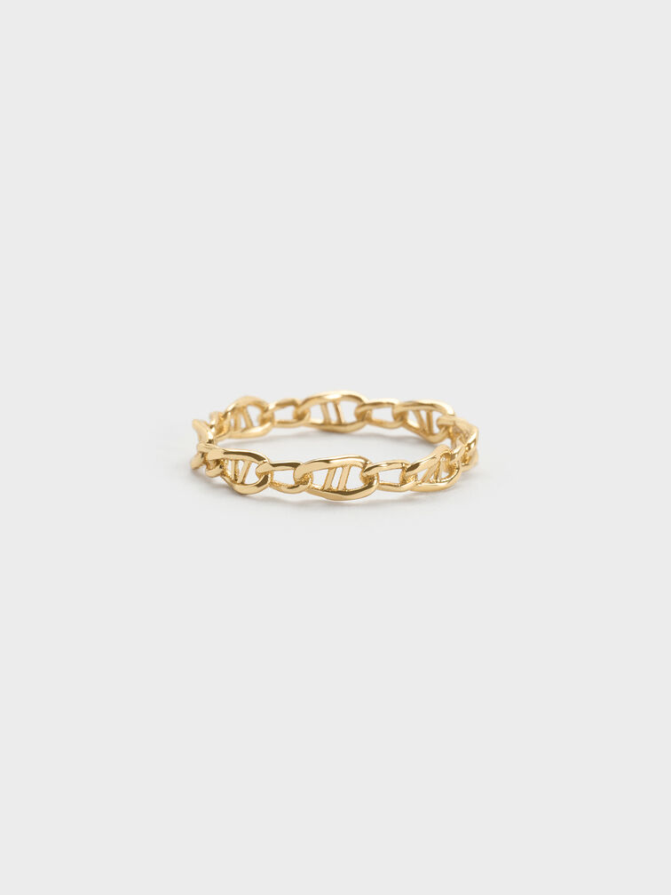 Nyra Mixed-Link Chain Ring, Gold, hi-res