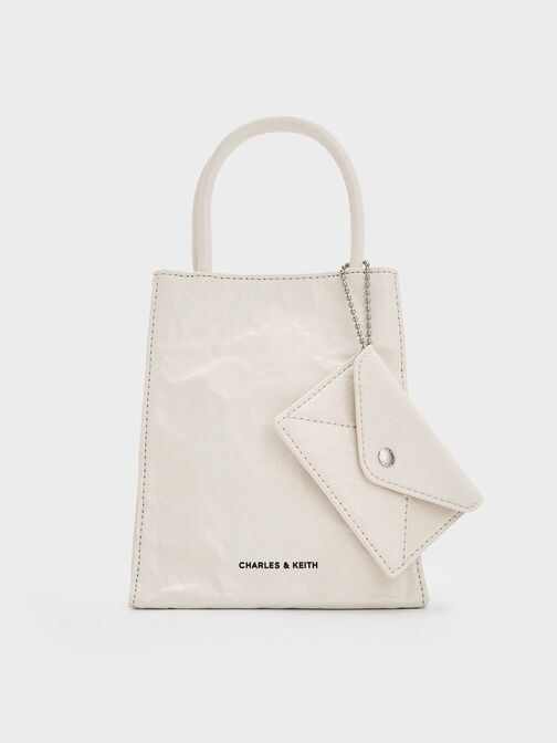 Matina Crinkle-Effect Elongated Tote Bag, Cream, hi-res