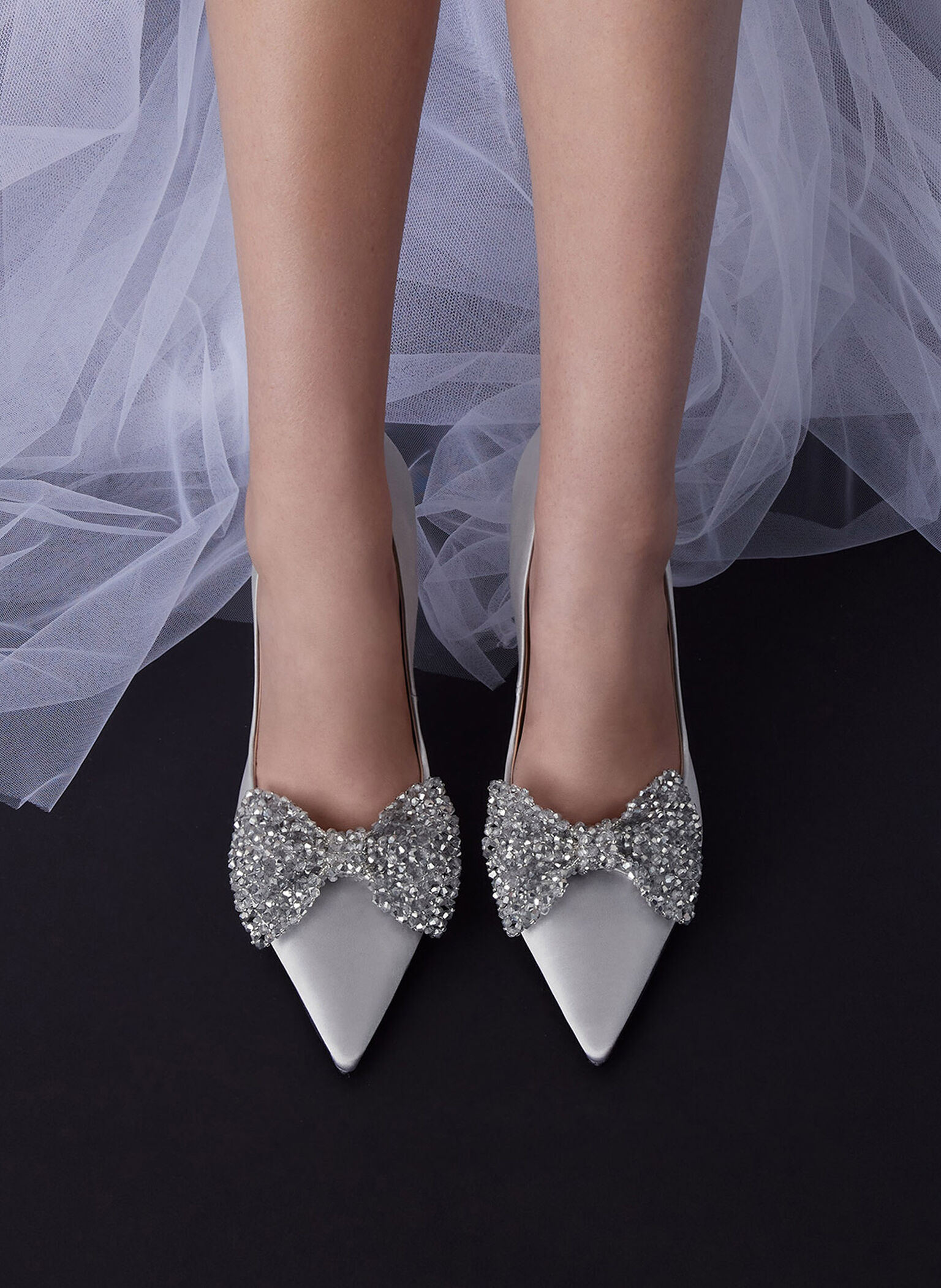 Recycled Polyester Beaded Bow Pumps, Silver, hi-res