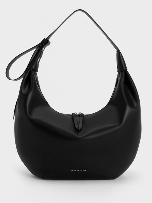 Odella Curved Hobo Bag, Noir, hi-res