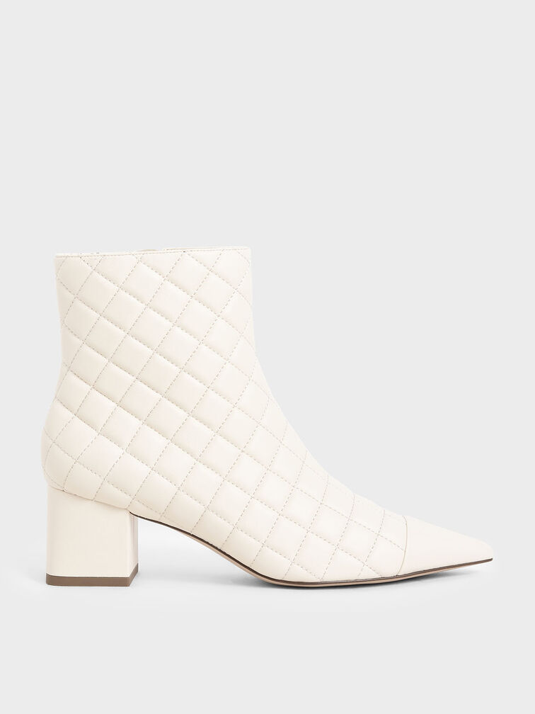 Quilted Ankle Boots, Chalk, hi-res
