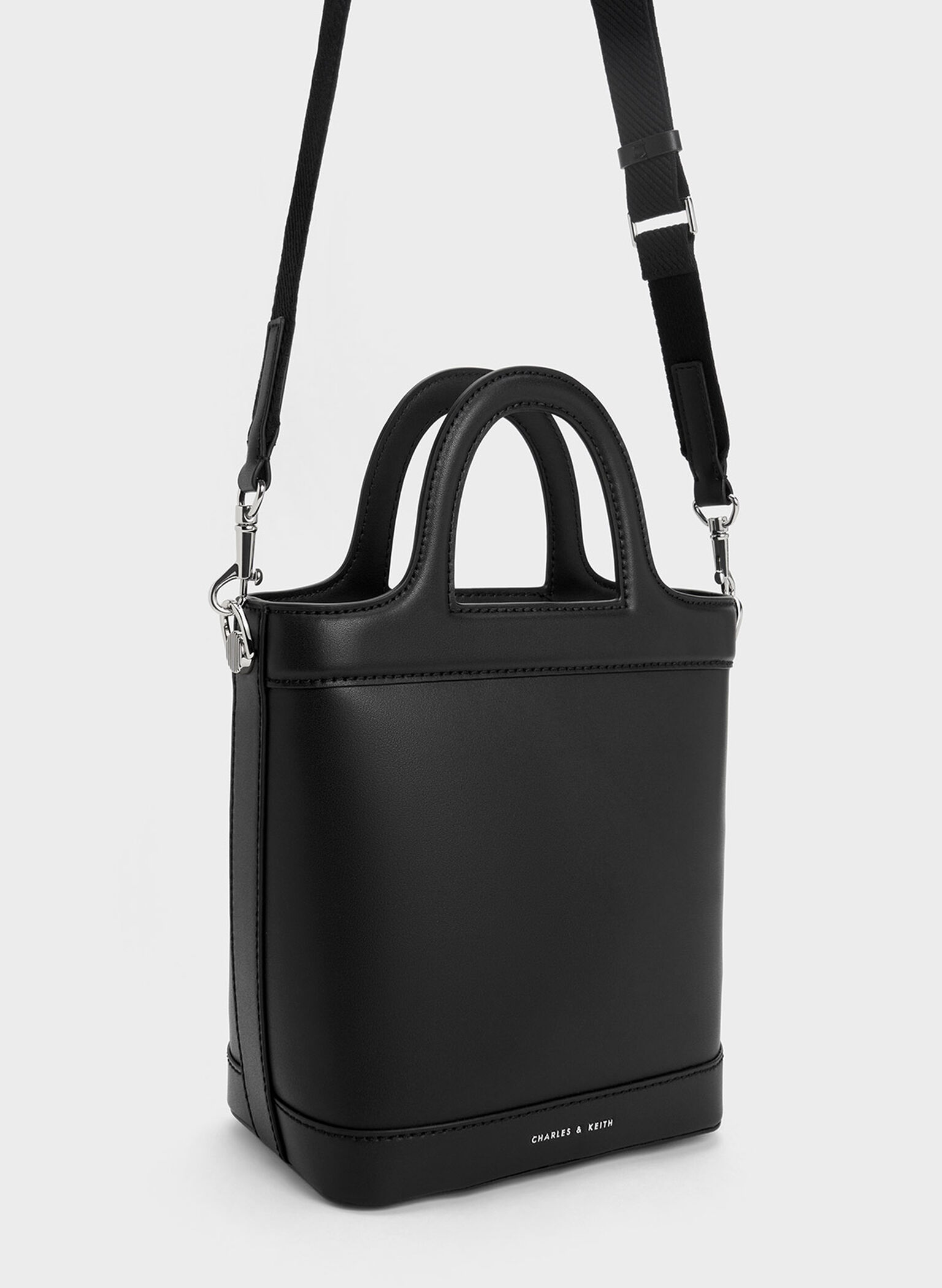 Bronte Top Handle Bucket Bag, Black, hi-res