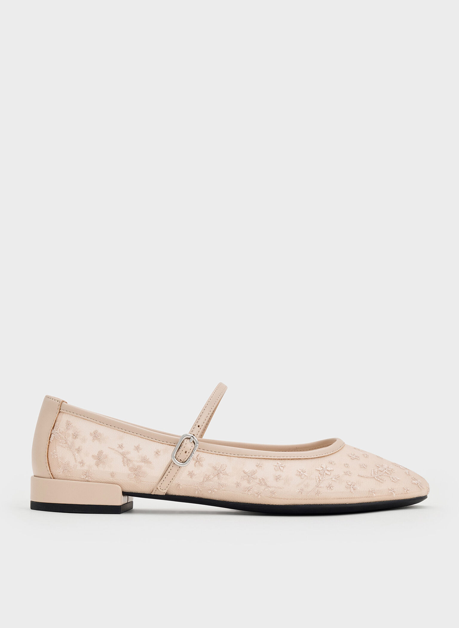 Gertrude Mesh Embroidered Floral Mary Janes, Nude, hi-res