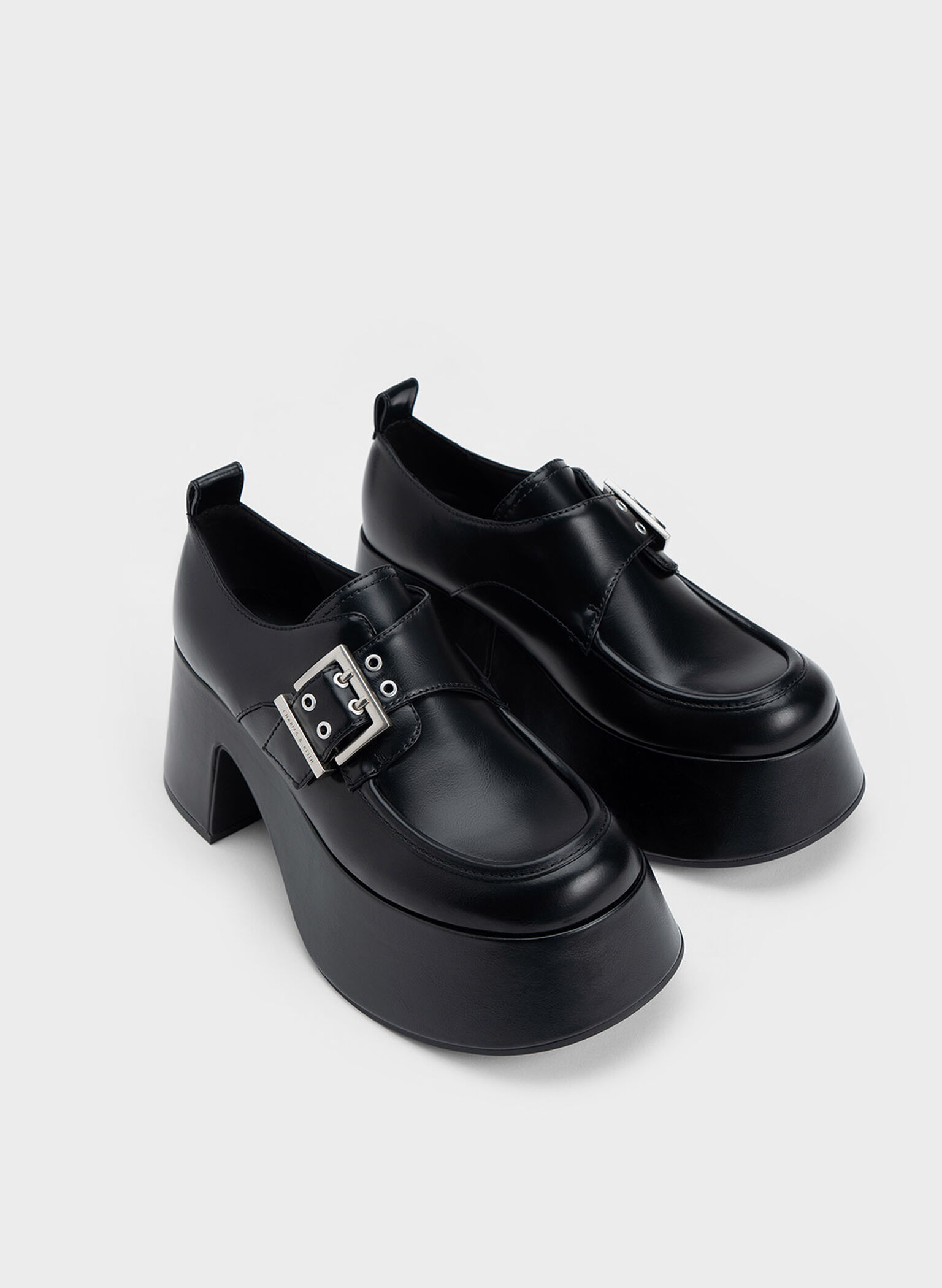 Rubina Buckled Chunky Loafers, Black, hi-res