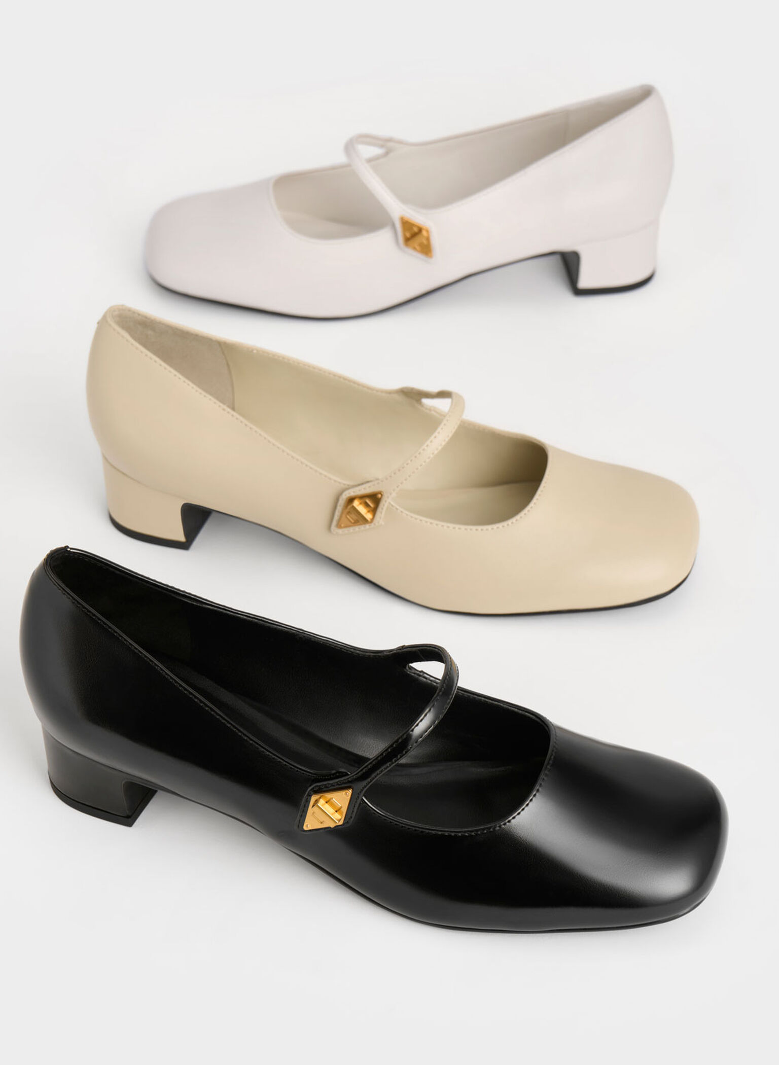 Metallic Accent Mary Jane Pumps, Black, hi-res