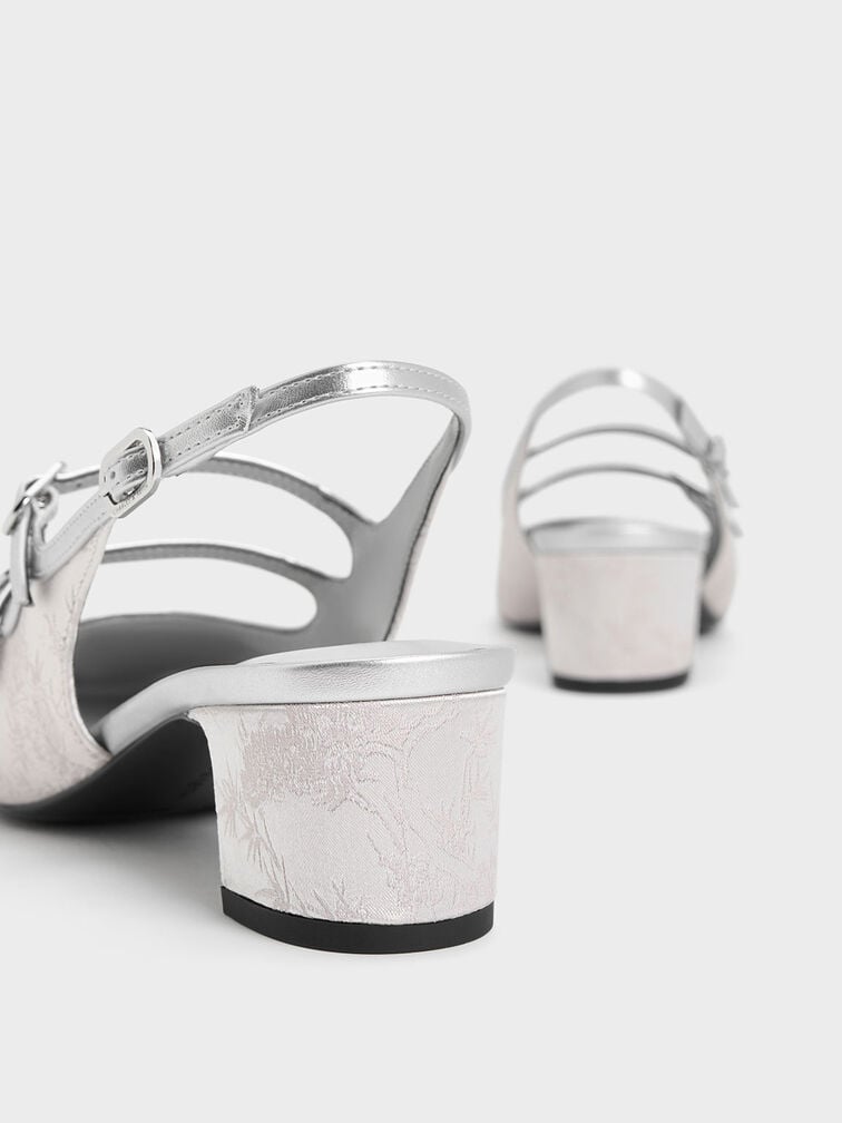 Clementine Recycled Polyester Mary Jane Pumps, Silver, hi-res