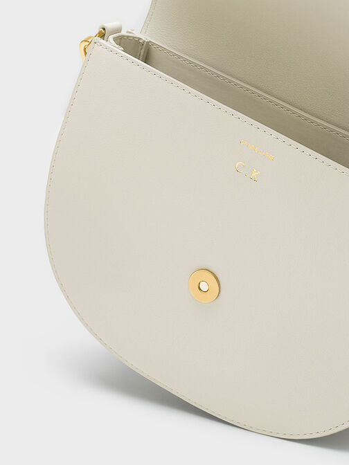 Gabine Leather Saddle Bag​, Chalk, hi-res