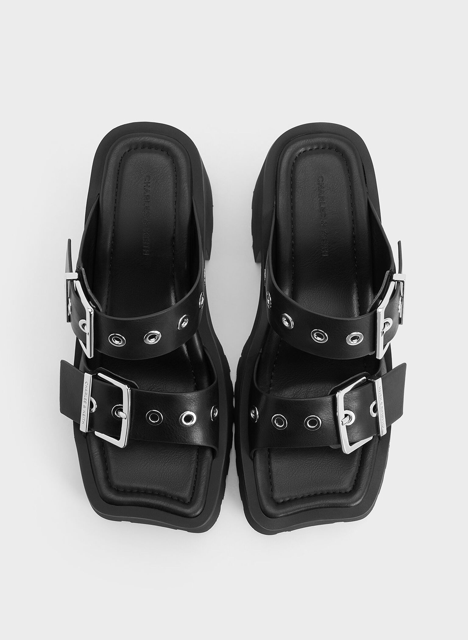 Trill Grommet Double-Strap Platform Mules, Black, hi-res