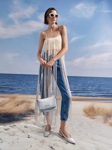 Ivette Denim Front Flap Crossbody Bag, Light Washed Denim, hi-res